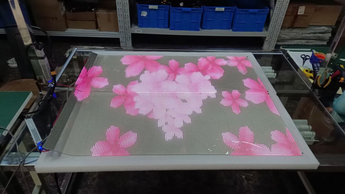 P6 P10 شاشة عرض LED شفافة مرنة بألوان كاملة للداخل