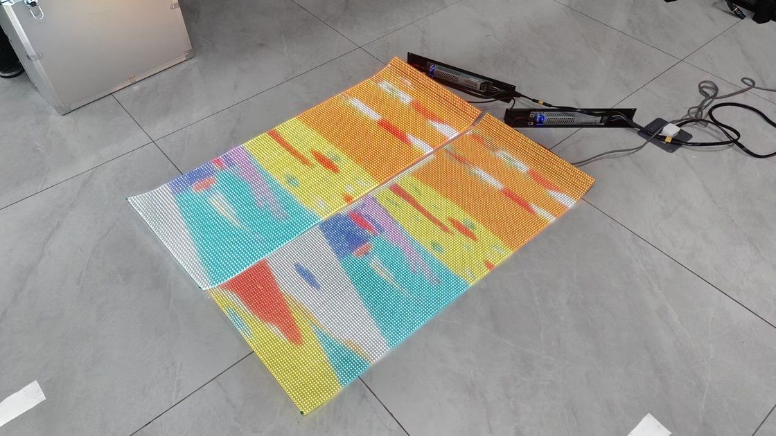 P6 P10 شاشة عرض LED شفافة مرنة بألوان كاملة للداخل