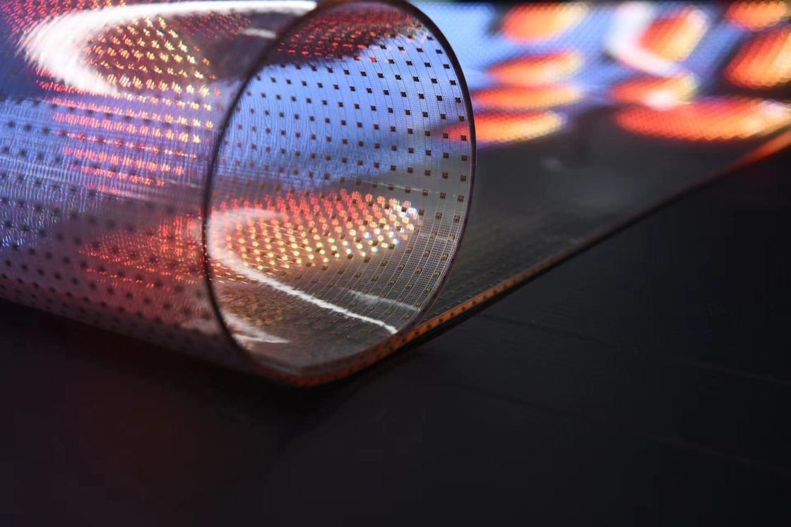P6 P10 شاشة عرض LED شفافة مرنة بألوان كاملة للداخل